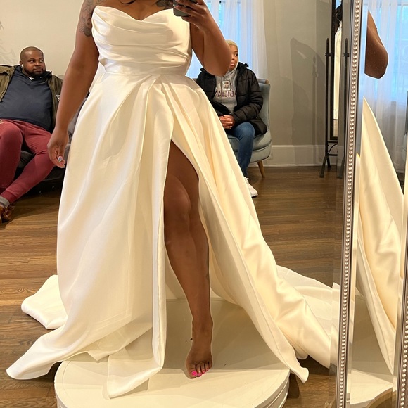 High Split Wedding Dress bridal 18 street 12/14 - Picture 4 of 4